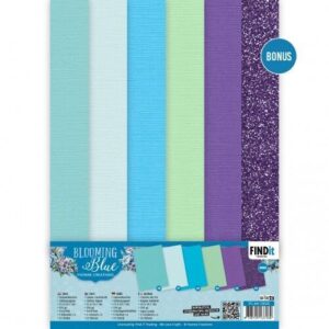 Linnen Kaartenkarton - Yvonne Creations - Blooming Blue - YC-A4-10026