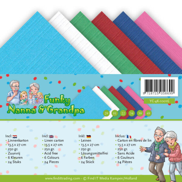 Linnen Kaartenkarton - Yvonne Creations - Funky Nanna & Grandpa - YC-4K-10016