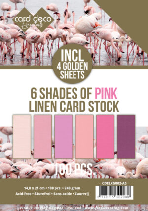 Linnen Kaartenkarton - card deco - 6 shades of pink