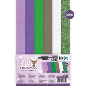 Linnen Kaartenkarton - Berries Beauties - Pastel purple christmas