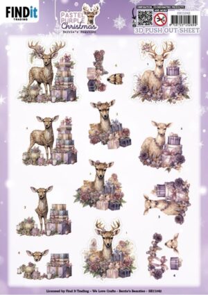 Push-out sheet - 3D - Berrie's Beauties - Pastel purple christmas - SB11042