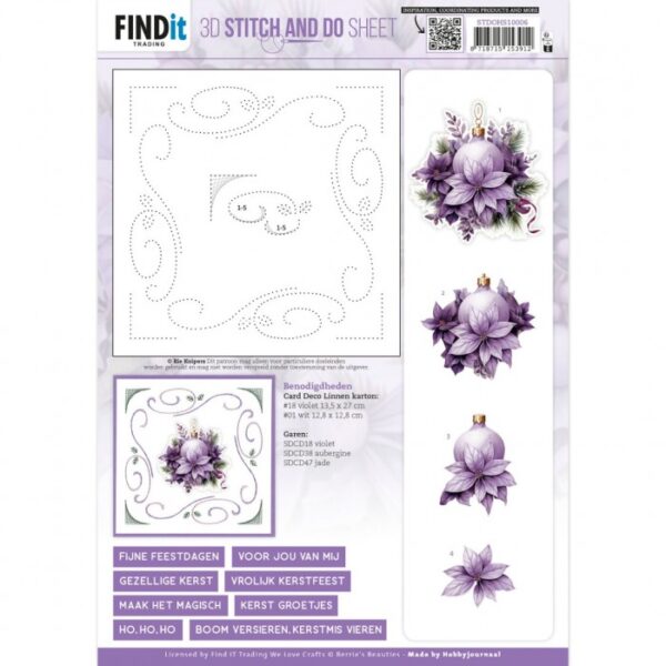 knipvel-3D - Berries Beauties - Pastel Purple Christmas 2 - STDOHS10006