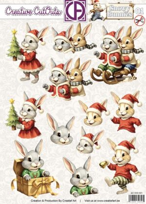 Push-out sheet - 3D - Creative Cut Outs - Snowy Bunnies 01