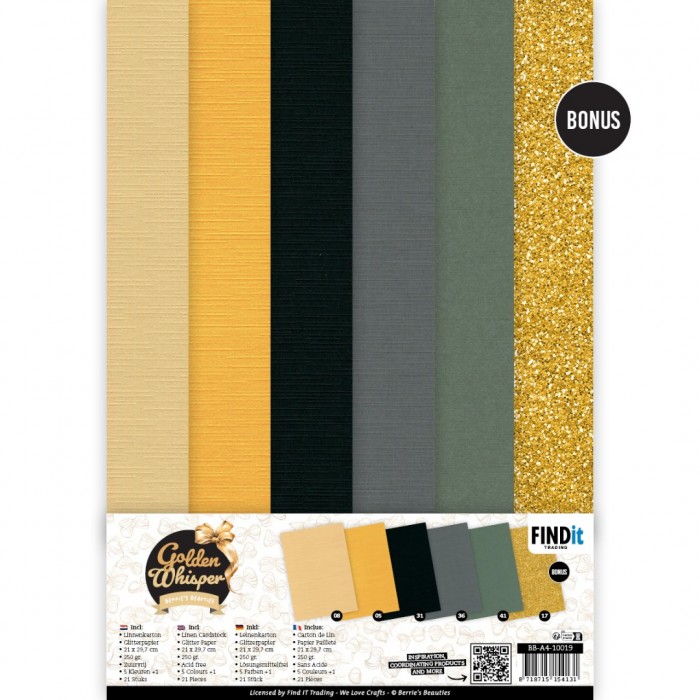 Linnen Kaartenkarton - Berries Beauties - Golden Whisper - 21 x 29,7 cm