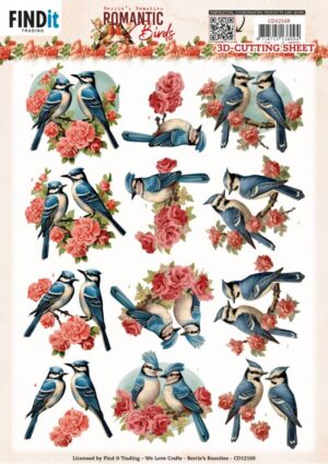 knipvel-3D- Berries Beauties - Romantic Birds - CD12169