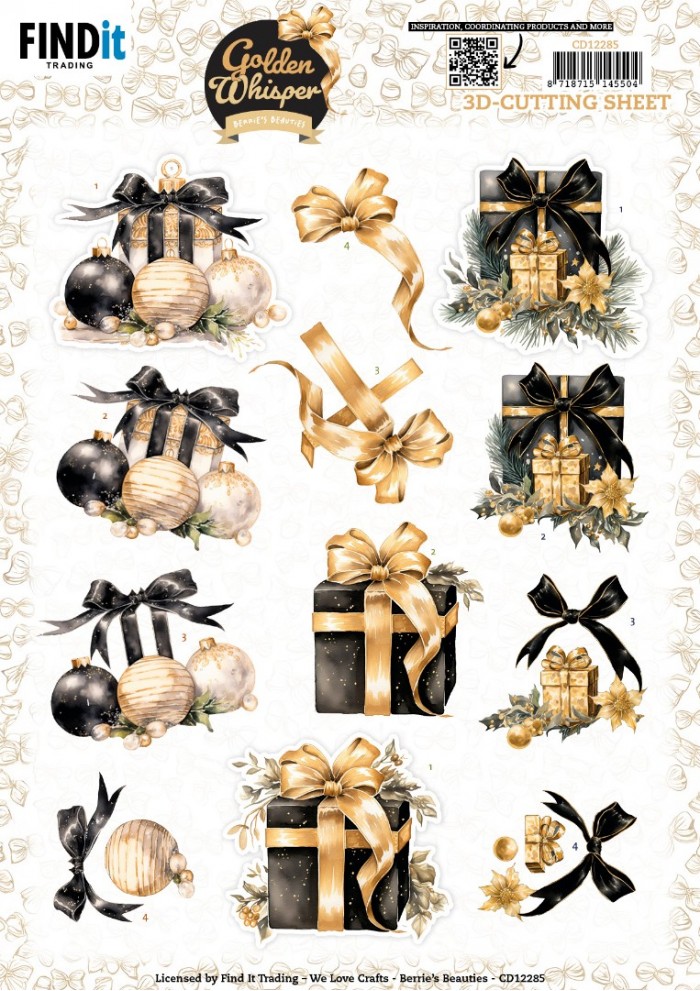 knipvel-3D- Berries Beauties - Golden Whisper - Presents - CD12285