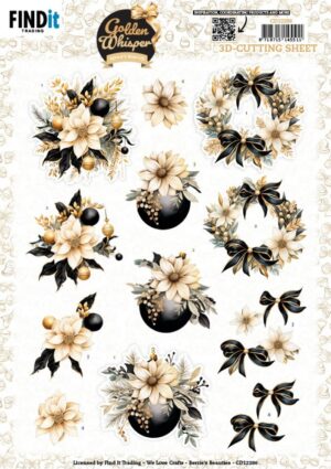 knipvel-3D- Berries Beauties - Golden Whisper - Flowers - CD12286