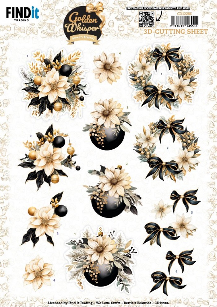 knipvel-3D- Berries Beauties - Golden Whisper - Flowers - CD12286