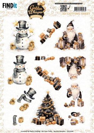 knipvel-3D- Berries Beauties - Golden Whisper - Santa - CD12288