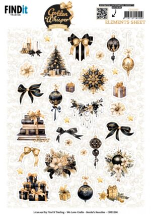 knipvel-3D- Berries Beauties - Golden Whisper - Small Elements - CD12290