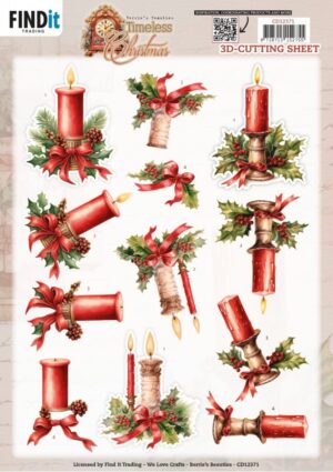 knipvel-3D- Berries Beauties - Timeless Christmas: Timeless Candle - CD12371