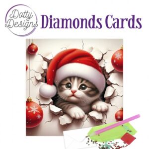 Diamond Painting Dotty Design Diamonds Cards | Christmas Kitten