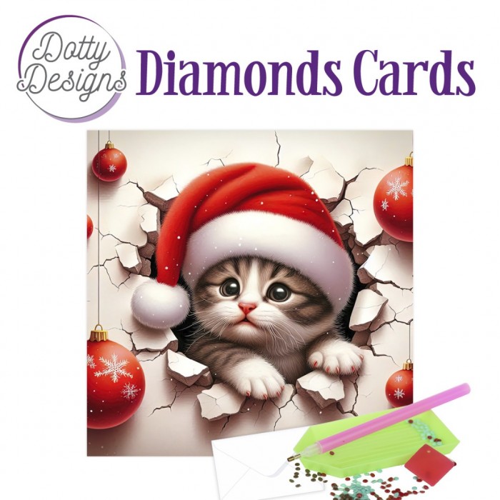 Diamond Painting Dotty Design Diamonds Cards | Christmas Kitten