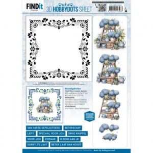 knipvel-3D - Berries Beauties - Blue Hydrangeas 2 - DODOHS10004