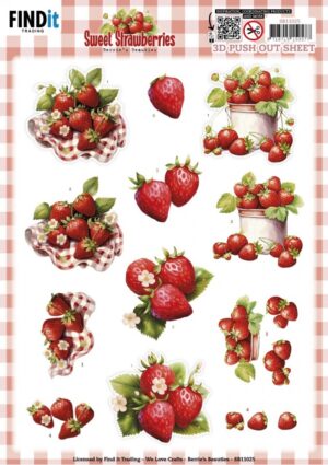 Push-out sheet - 3D - Berrie's Beauties - Sweet Strawberries: Pure Strawberries - SB11025