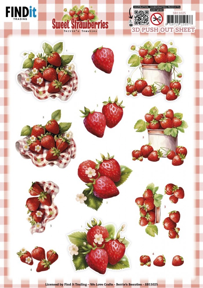 Push-out sheet - 3D - Berrie's Beauties - Sweet Strawberries: Pure Strawberries - SB11025