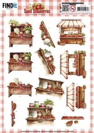 Push-out sheet - 3D - Berrie's Beauties - Sweet Strawberries: Strawberry Sale - SB11028