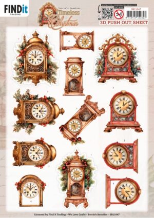 Push-out sheet - 3D - Berrie's Beauties - Timeless Christmas: Timeless Clock - SB11047