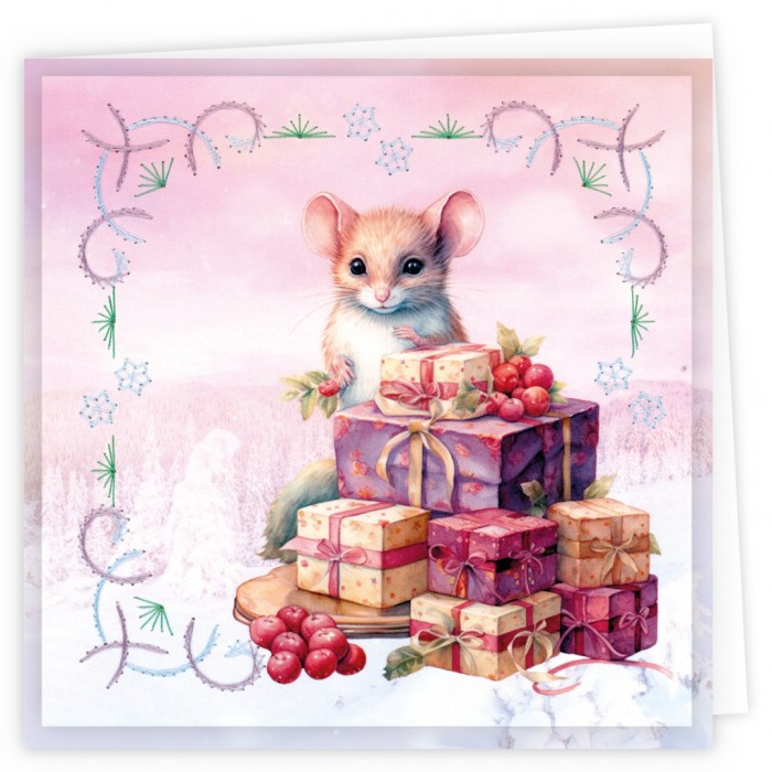 Embroidery Cards Nr. 17 Pastel Purple Christmas - Afbeelding 4