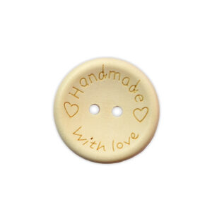 Houten Knopen Rond 15 mm "Handmade With Love"