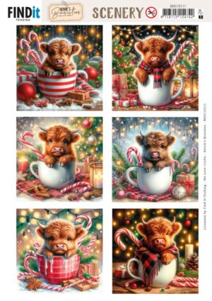 Push-out sheet - 3D - Berrie's Beauties - Cozy Cattle: Square - BBSC10111