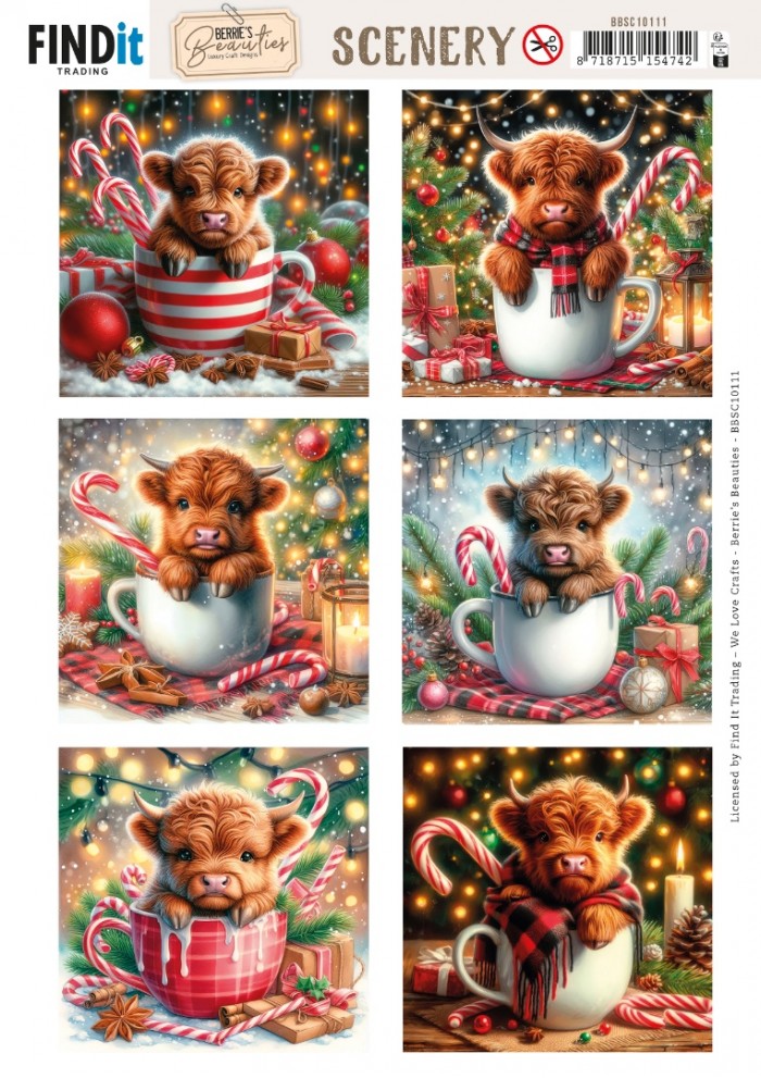 Push-out sheet - 3D - Berrie's Beauties - Cozy Cattle: Square - BBSC10111