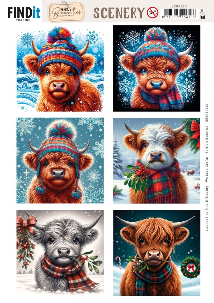 Push-out sheet - 3D - Berrie's Beauties - Highland: Square - BBSC10113