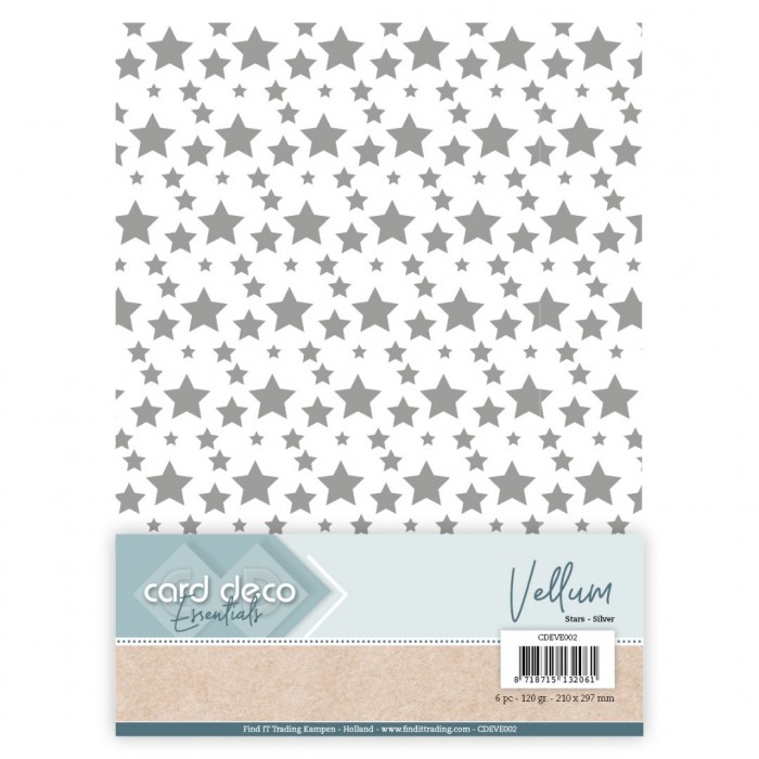 Card Deco Essentials Vellum Stars Silver
