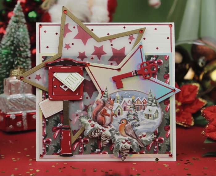 Card Deco Essentials Vellum Stars Red - Afbeelding 3