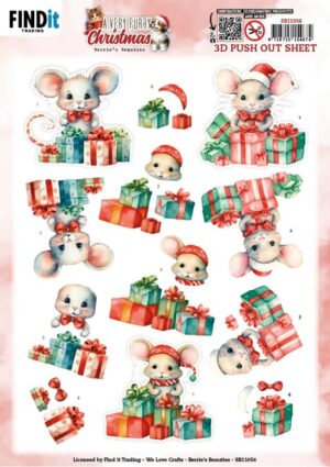 Push-out sheet - 3D - Berrie's Beauties - A Very Furry Christmas: Mouse - SB11056