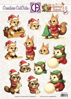 Push-out sheet - 3D - Creative Cut Outs - Christmas animals 01