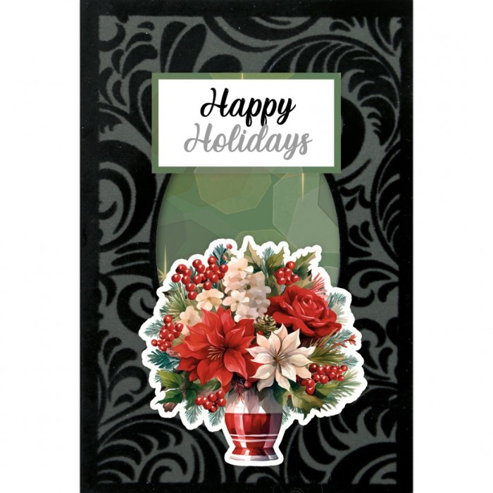 3D Velvet Cards A6 - Floral Christmas - Afbeelding 3