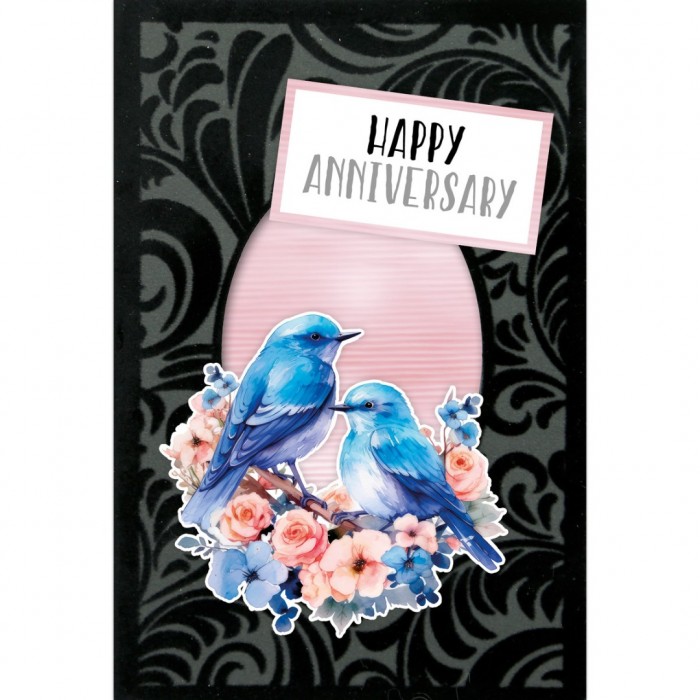 3D Velvet Cards A6 - Happy Blue Birds - Afbeelding 3
