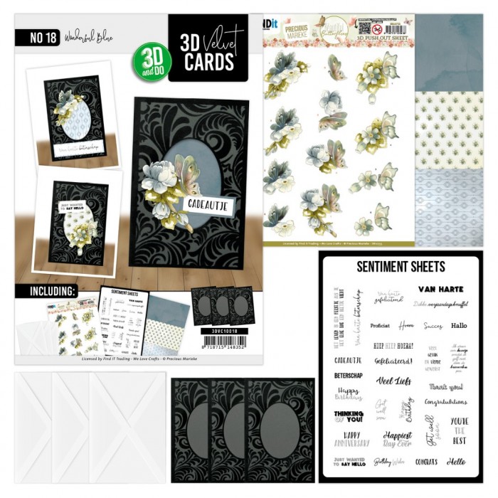 3D Velvet Cards A6 - Wonderful Blue