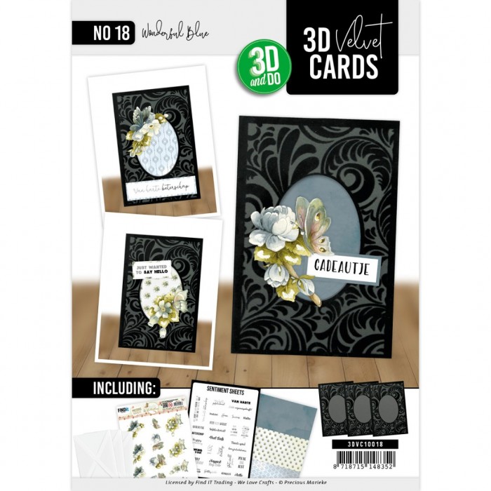 3D Velvet Cards A6 - Wonderful Blue - Afbeelding 2