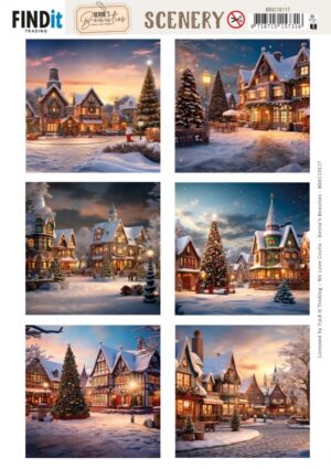 Push-out sheet - 3D - Berrie's Beauties - Christmas Village: Square - BBSC10117