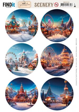 Push-out sheet - 3D - Berrie's Beauties - Winter Fairground: Round - BBSC10118