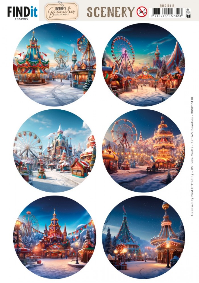 Push-out sheet - 3D - Berrie's Beauties - Winter Fairground: Round - BBSC10118