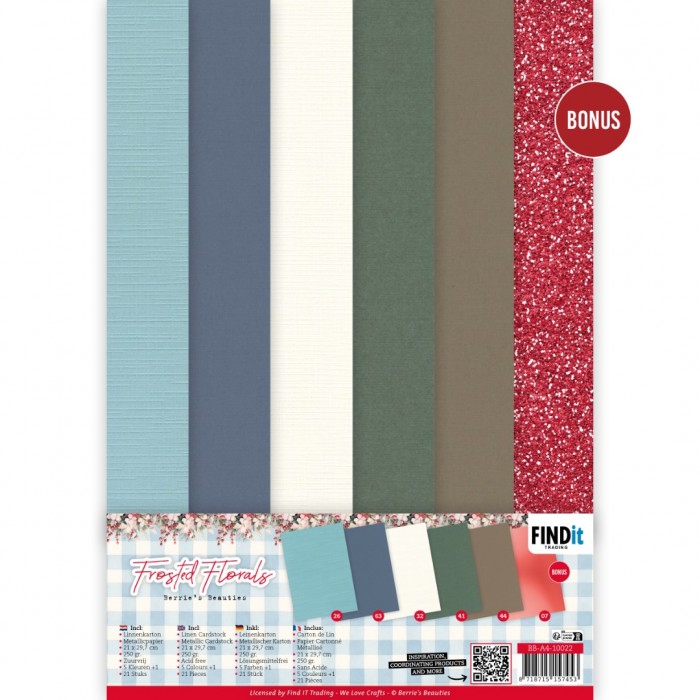 Linnen Kaartenkarton - Berries Beauties - Frosted Florals - 21 x 29,7 cm