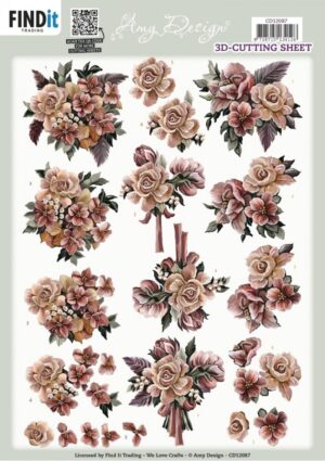 knipvel-3D - Amy Design - Pink Roses - CD12087