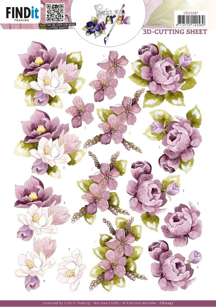 knipvel-3D - Precious Marieke - Purple Magnolia - CD12247