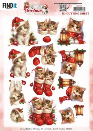 knipvel-3D- Berries Beauties - A Very Furry Christmas: Kitten - CD12382