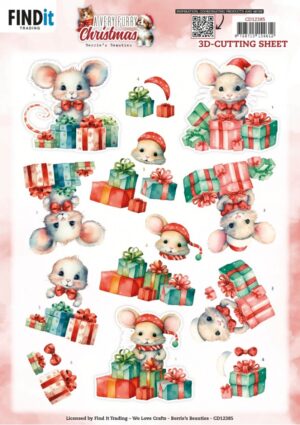 knipvel-3D- Berries Beauties - A Very Furry Christmas: Mouse - CD12385