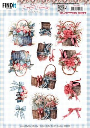 knipvel-3D- Berries Beauties - Frosted Florals: Basket - CD12388