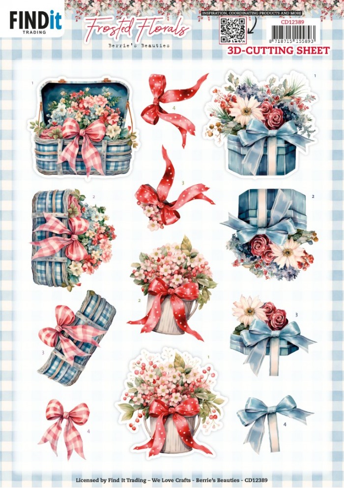 knipvel-3D- Berries Beauties - Frosted Florals: Bow - CD12389