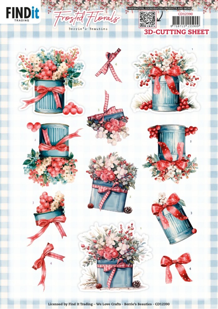 knipvel-3D- Berries Beauties - Frosted Florals: Tin - CD12390