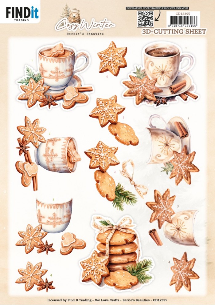 knipvel-3D - Berries Beauties - Cosy Winter: Cosy Cookies - CD12395