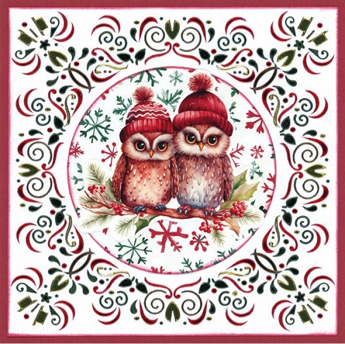 knipvel-3D- Berries Beauties - A Very Furry Christmas: Owl - CD12384 - Afbeelding 3