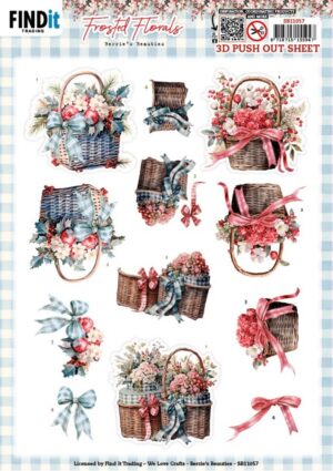 Push-out sheet - 3D - Berrie's Beauties - Frosted Florals: Basket - SB11057
