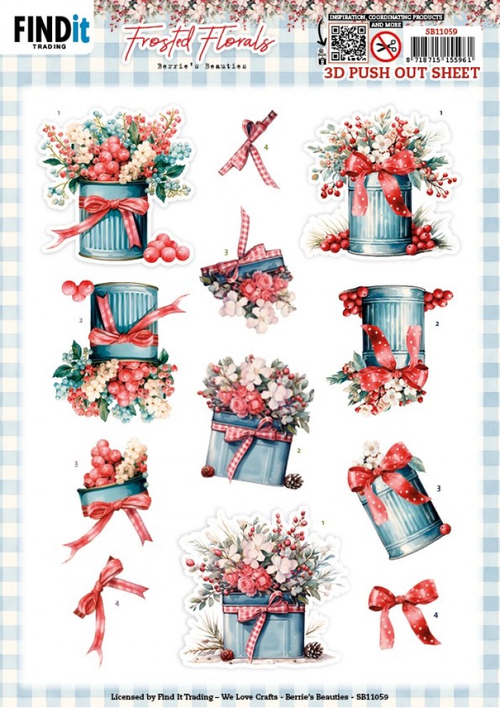 Push-out sheet - 3D - Berrie's Beauties - Frosted Florals: Tin - SB11059
